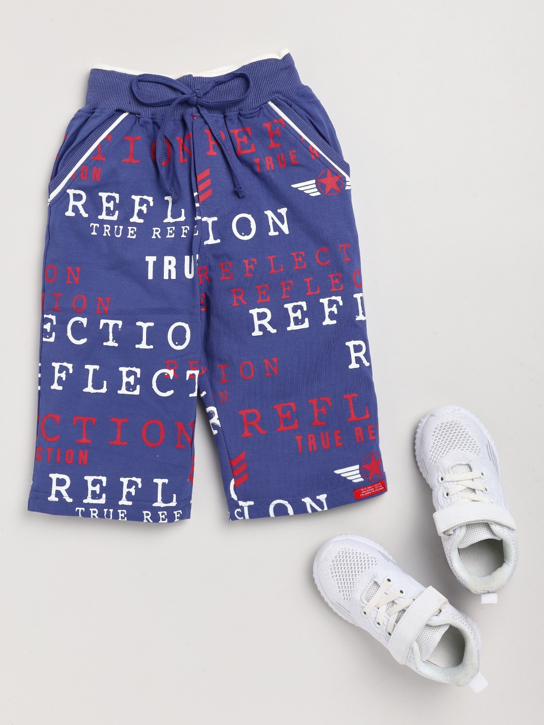 

Olio Kids Boys Blue Typography Printed Shorts