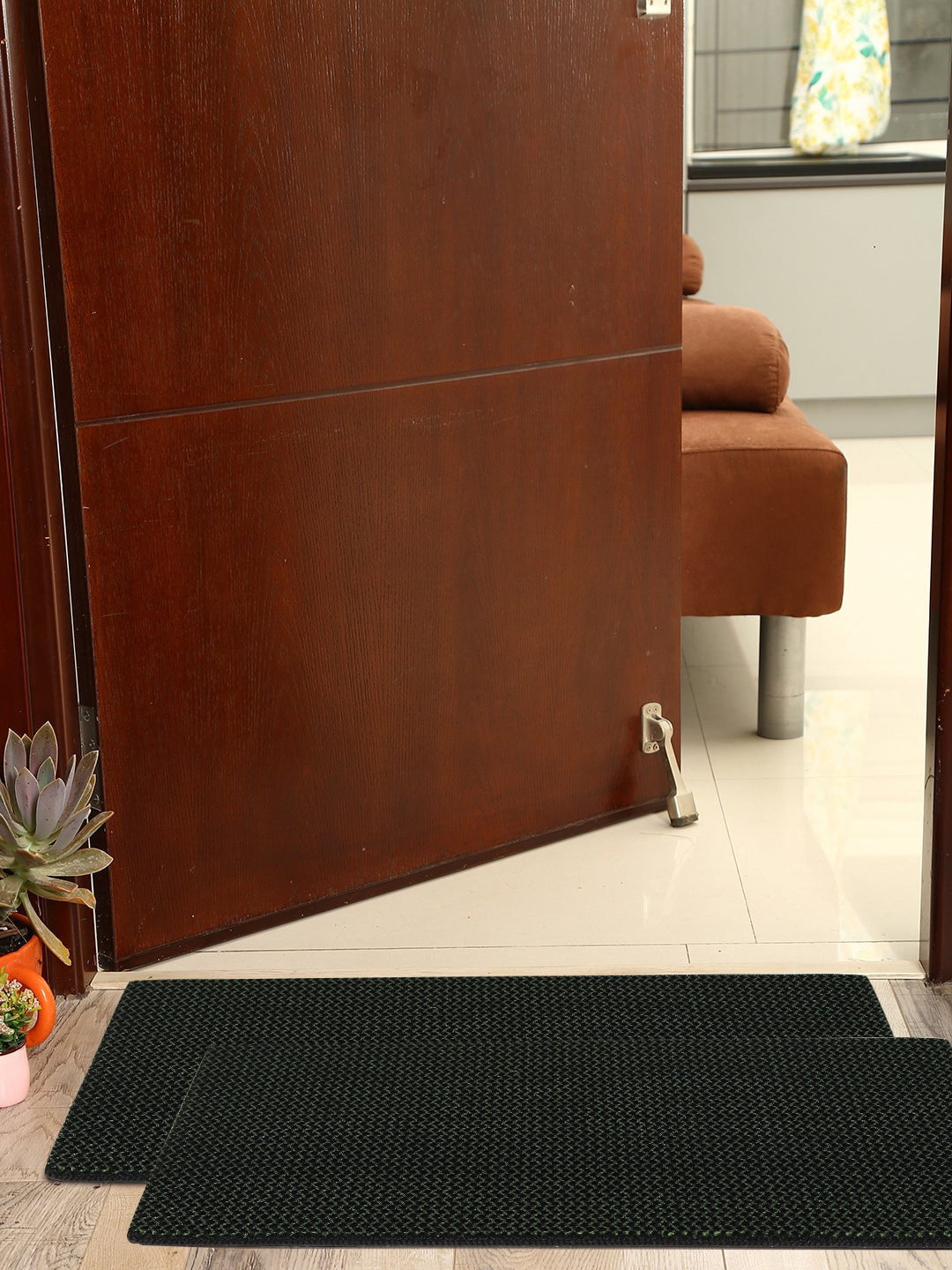 

Athome by Nilkamal Green Solid Rubber Doormat