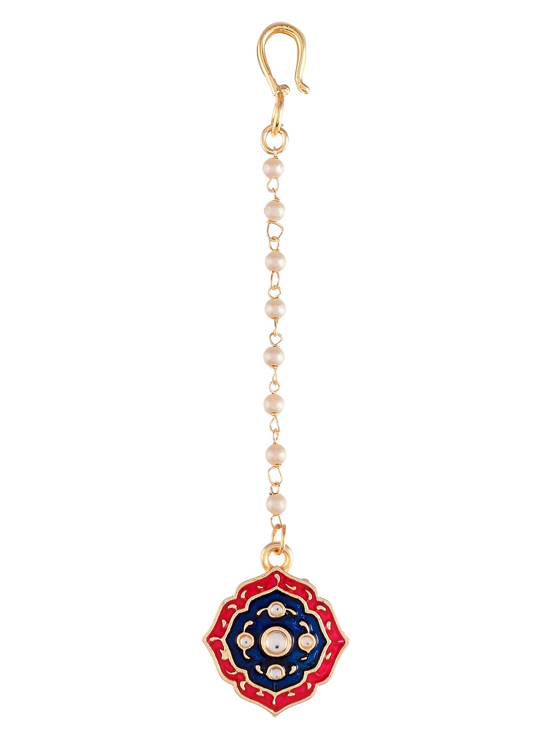 

Shoshaa Women Blue & Pink Gold Plated Enamelled Mang Tikka