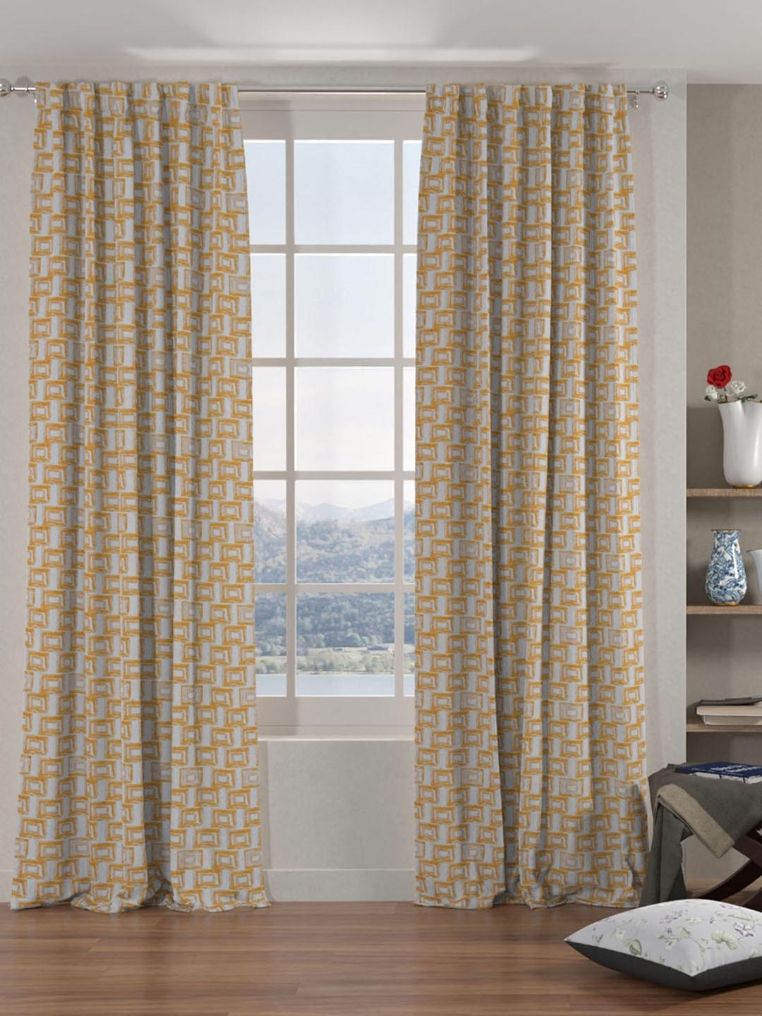 

Athome by Nilkamal Mustard & White Set of 2 Door Curtain