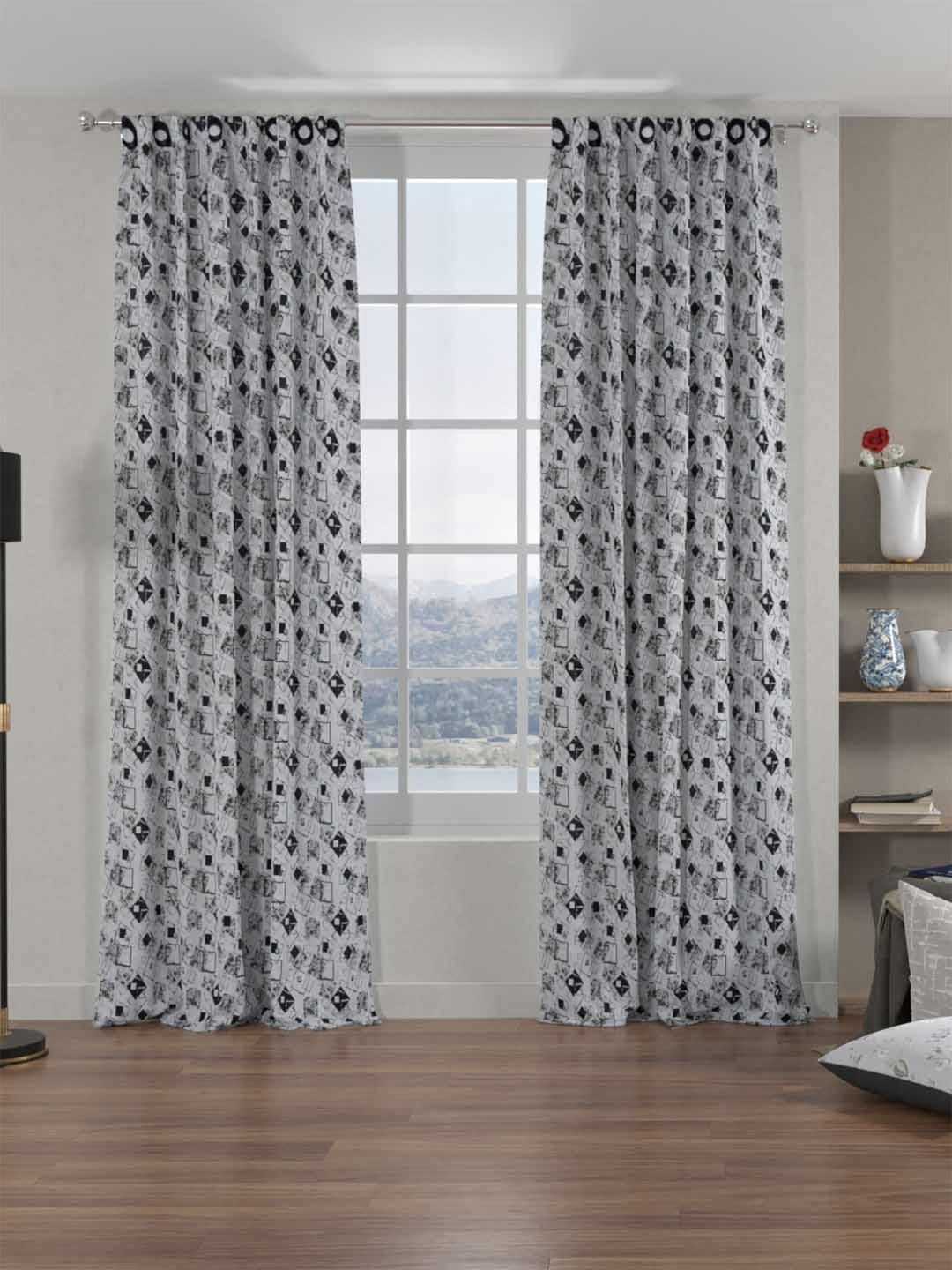 

Athome by Nilkamal Black & White Set of 2 Door Curtain