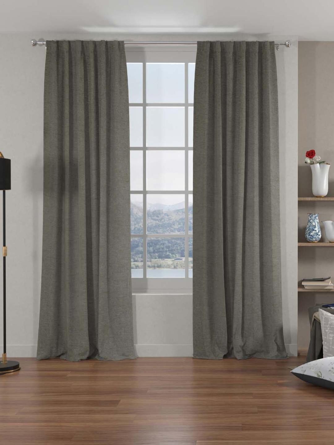 

Athome by Nilkamal Grey Set of 2 Door Curtains