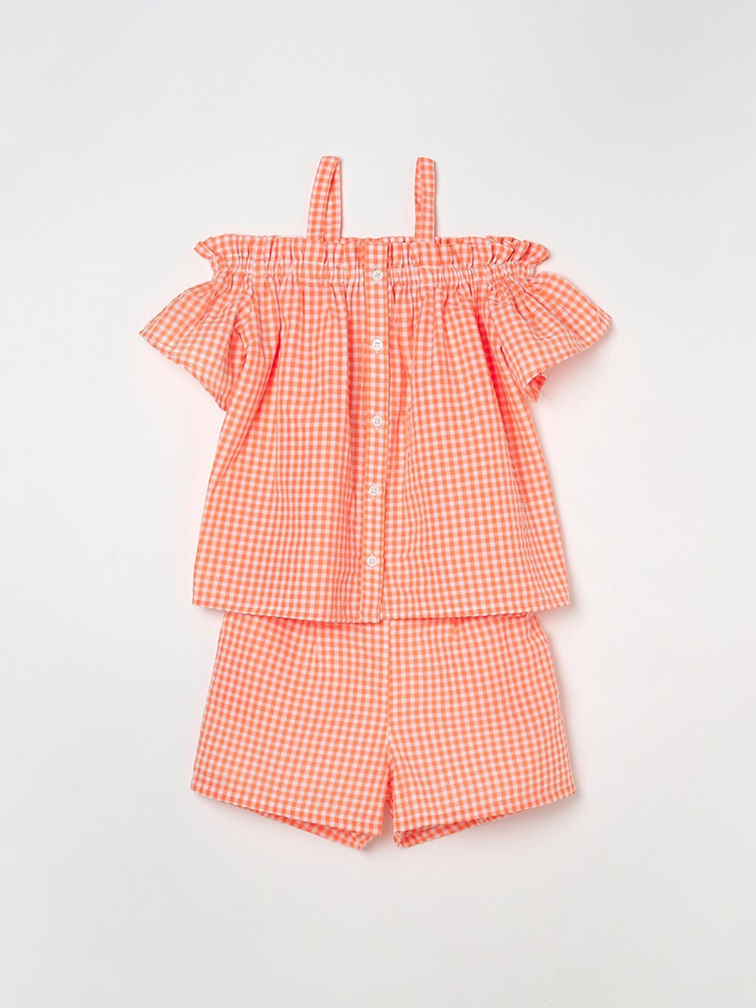 

Fame Forever by Lifestyle Girls Orange Checked Top with Shorts