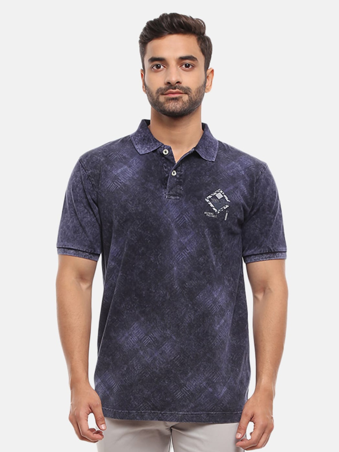 

V-Mart Men Blue Polo Collar Slim Fit T-shirt