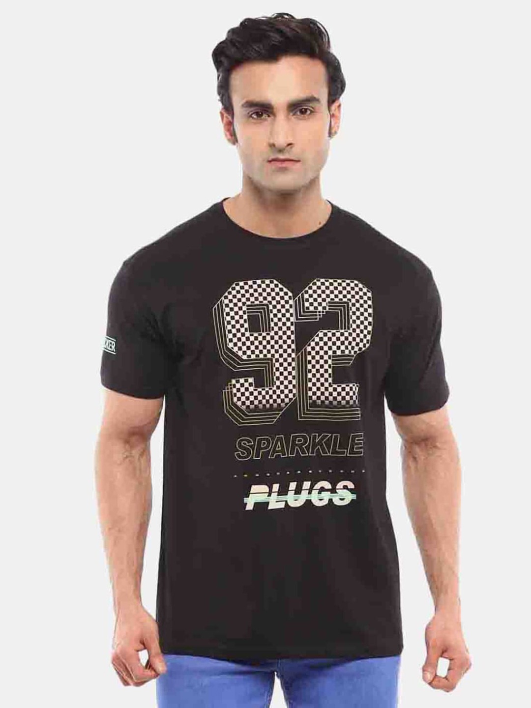 

V-Mart Men Black Printed Cotton Lycra T-shirt