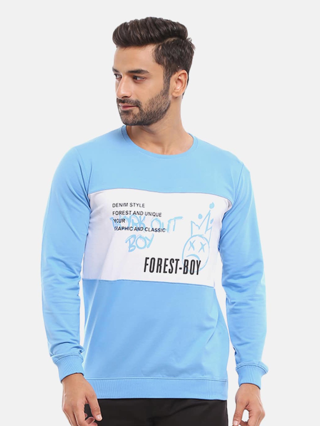 

V-Mart Men Blue Typography Printed Slim Fit T-shirt