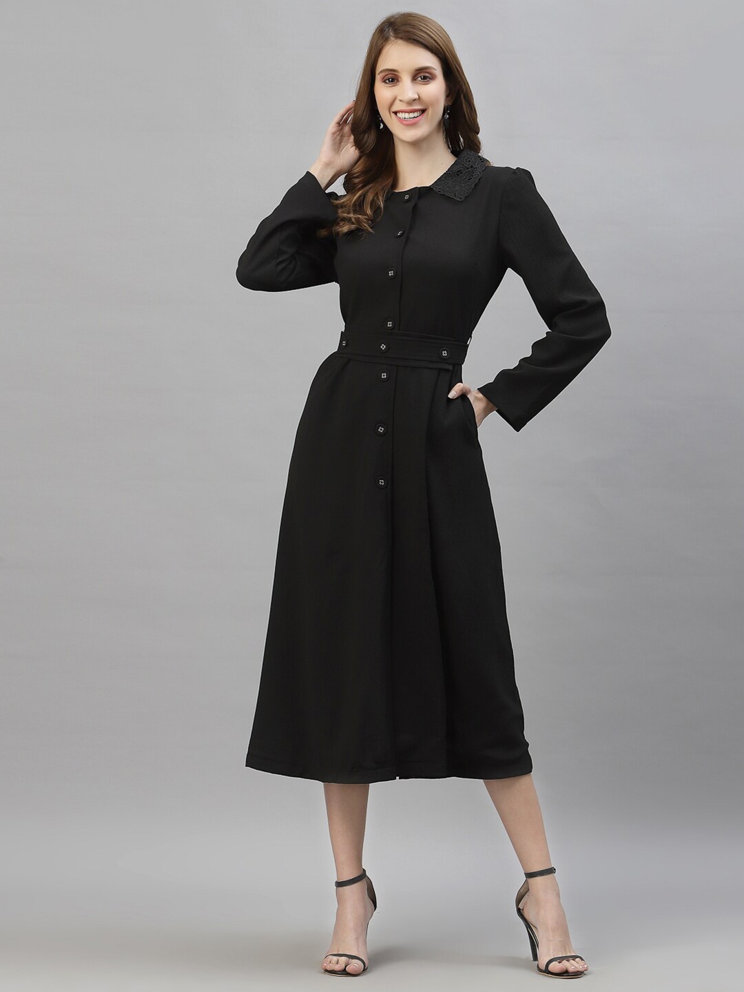 

HOUSE OF KKARMA Black A-Line Midi Dress
