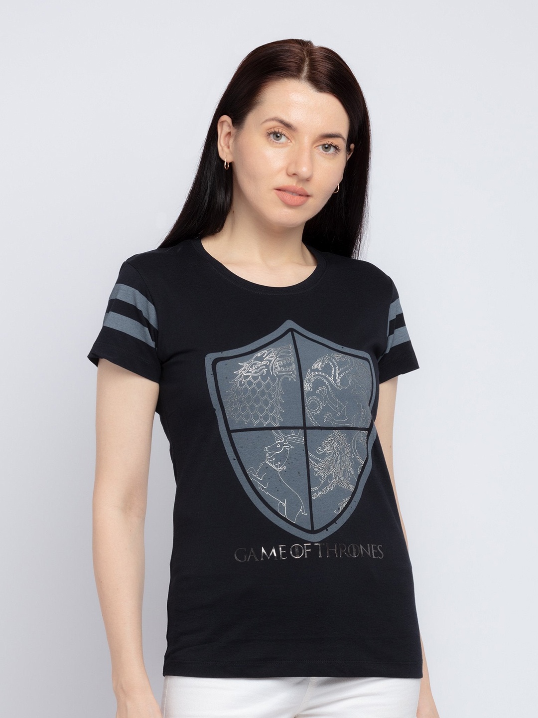 

Status Quo Women Black Printed T-shirt