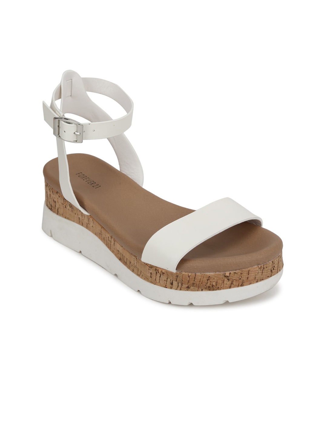 

FOREVER 21 Women White Solid Casual Flatform Heels