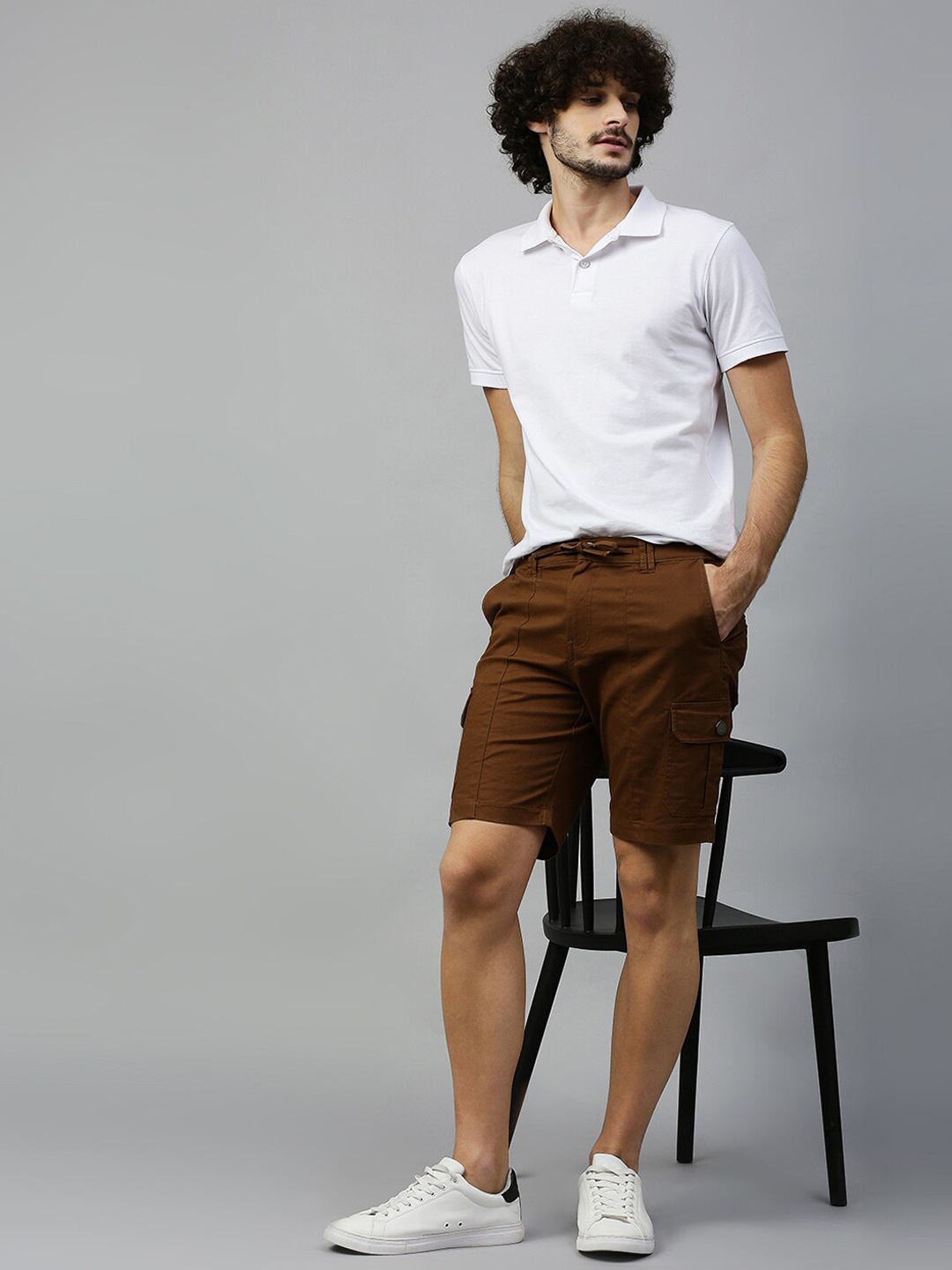 

Hubberholme Men Brown Cotton Lycra Cargo Shorts