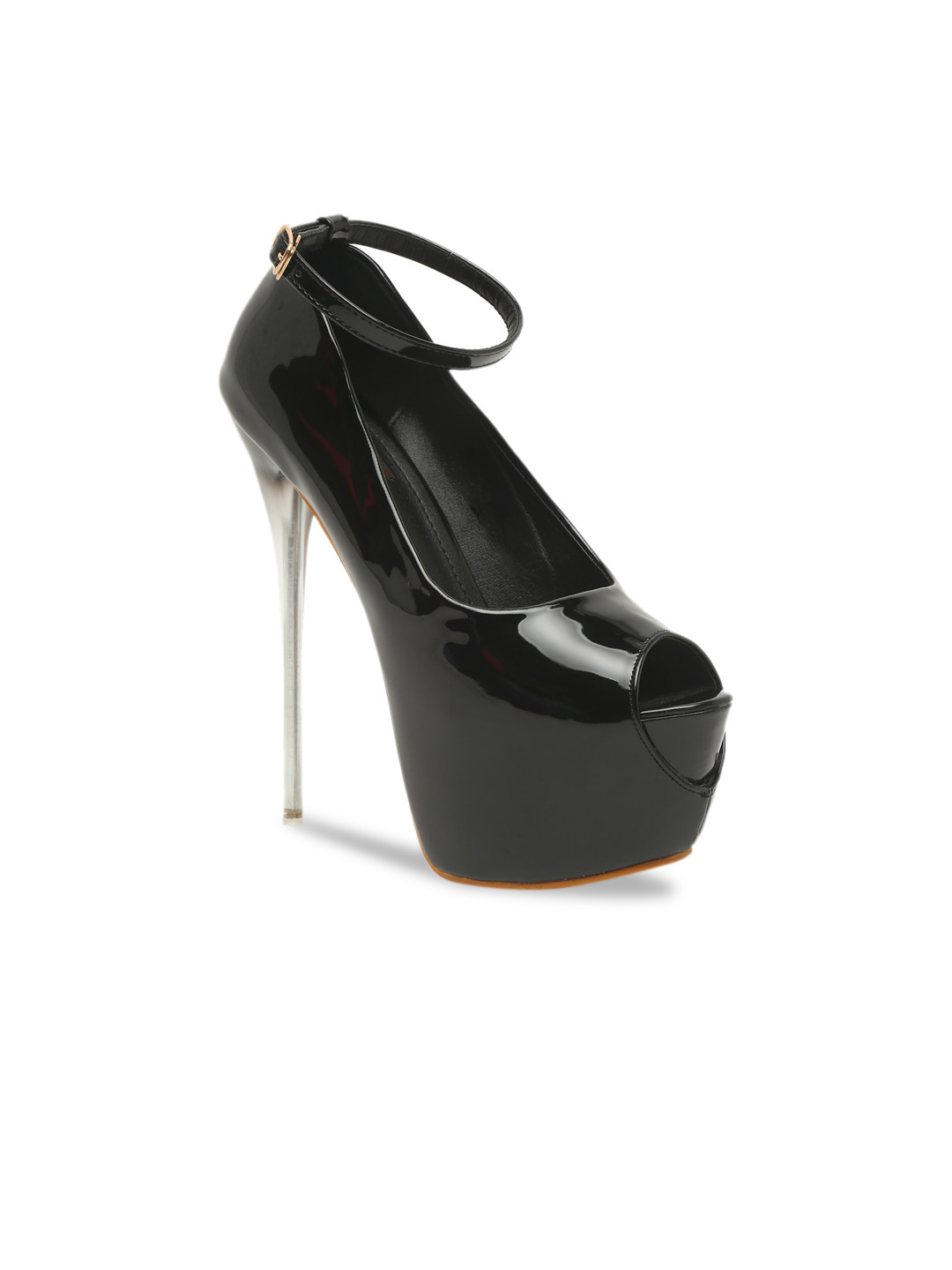 

Flat n Heels Black Solid Stiletto Peep Toes