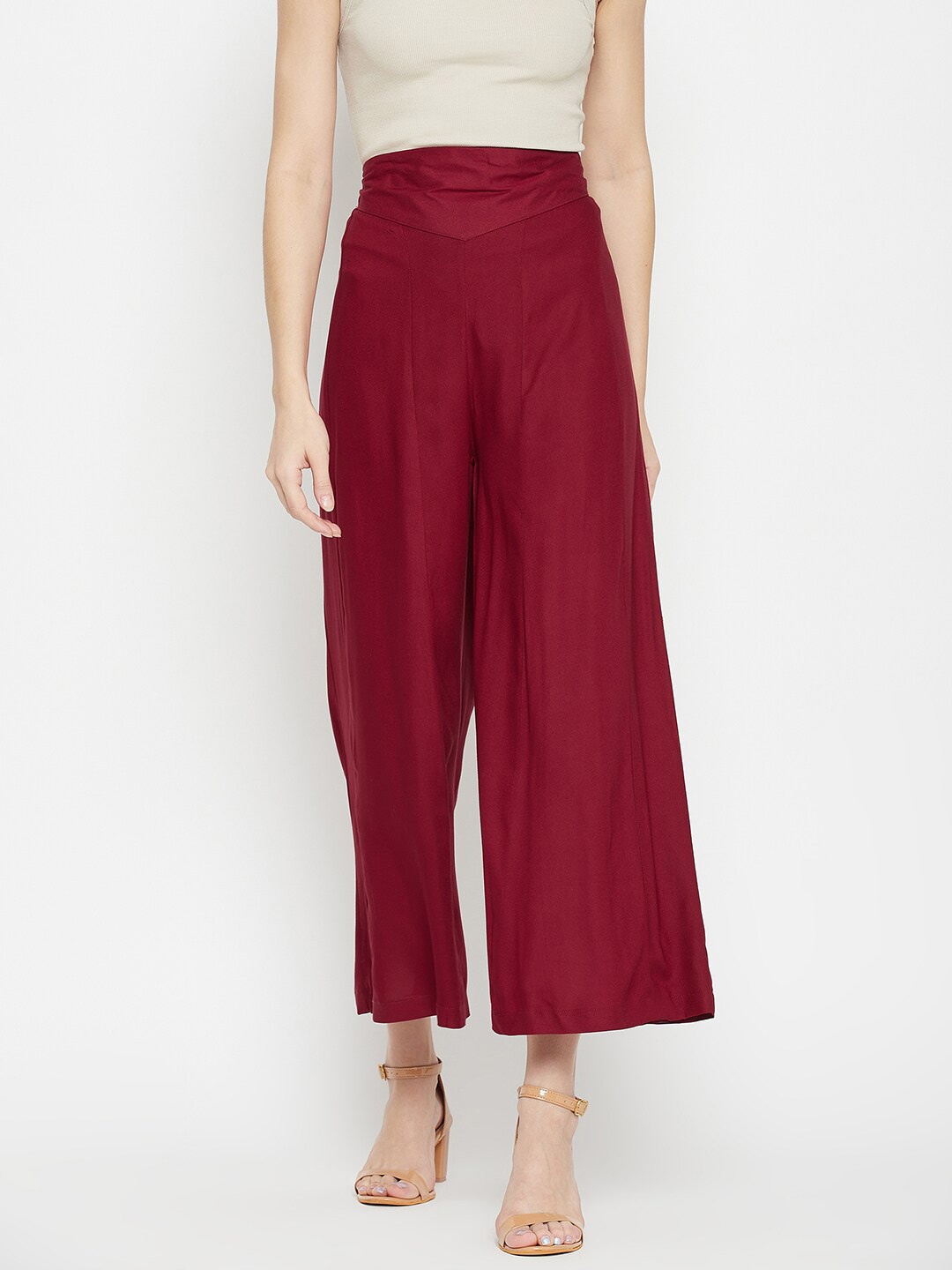 

Duke Women Red Flared Knitted Palazzos