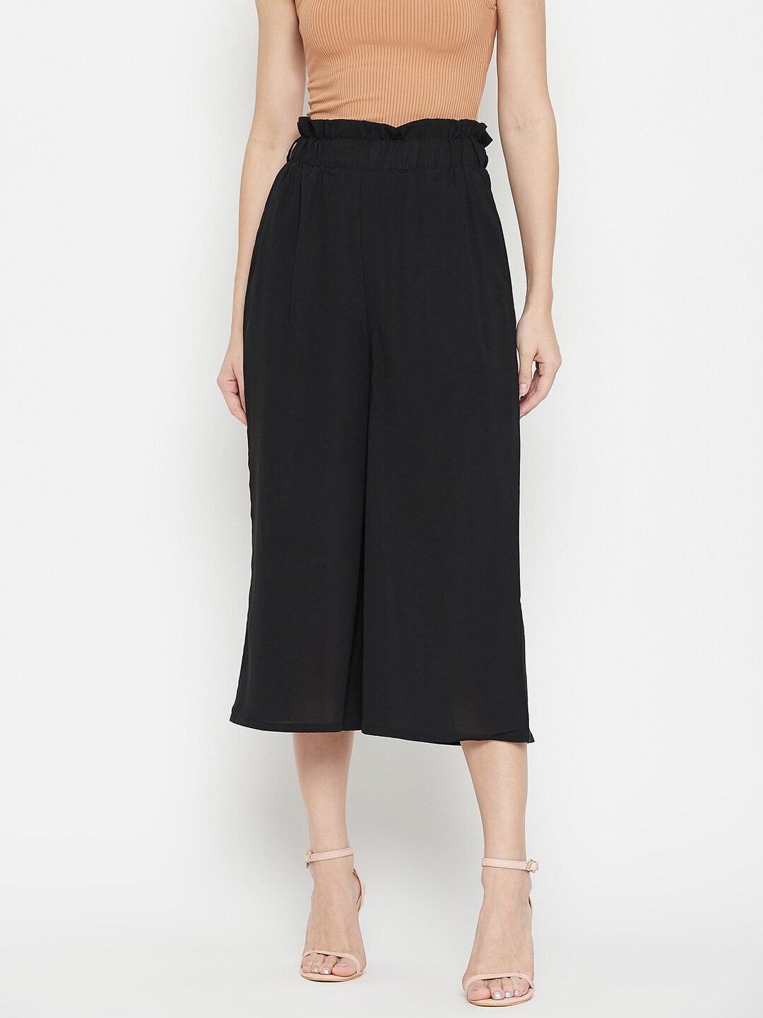 

Duke Women Black Flared Georgette Cropped Palazzos