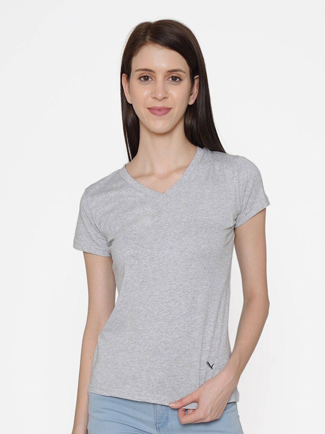 

Vami Women Grey Solid T-shirt