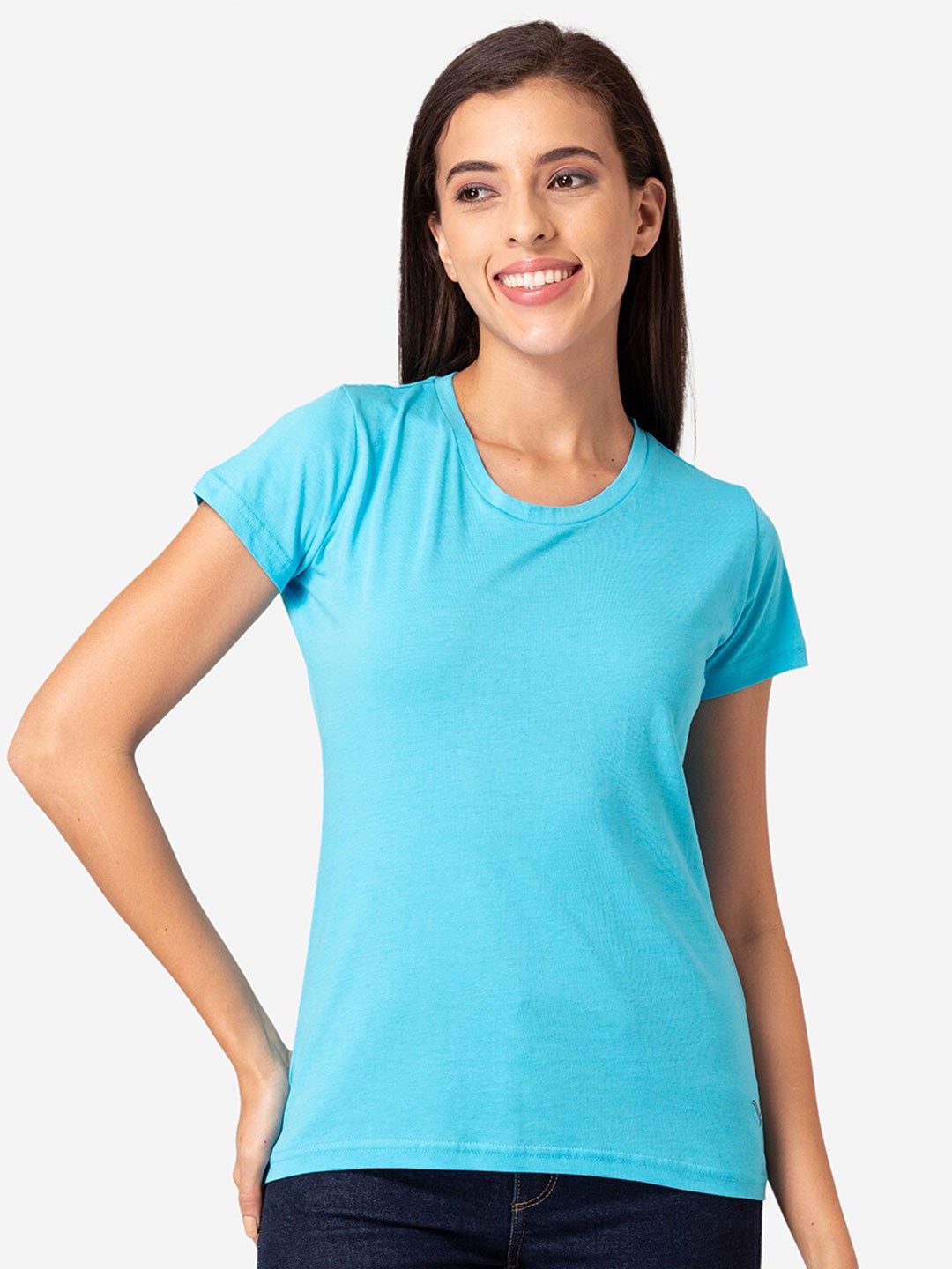 

Vami Women Turquoise Blue T-shirt