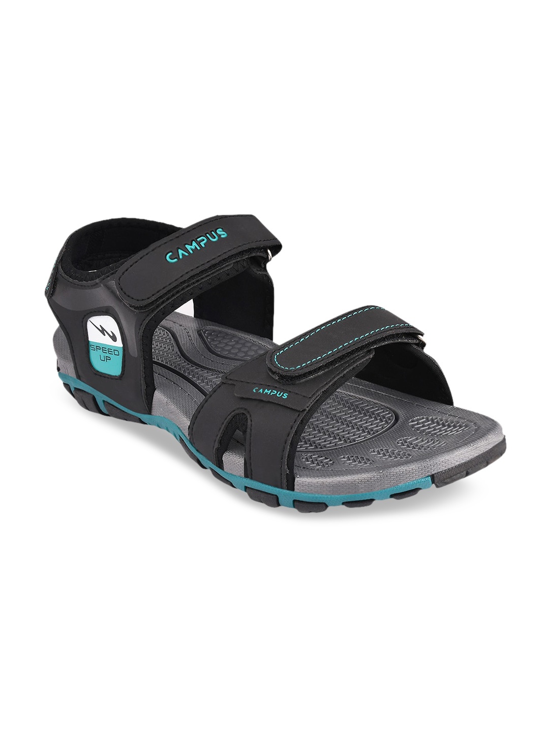 

Campus Men Black & Blue Solid Sports Sandals