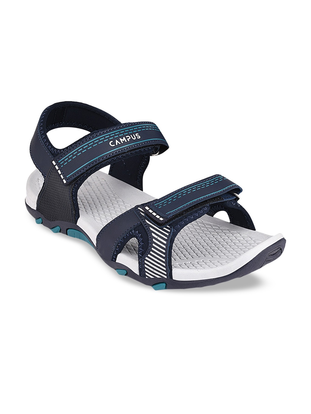 

Campus Men Navy Blue & White Solid Sports Sandals