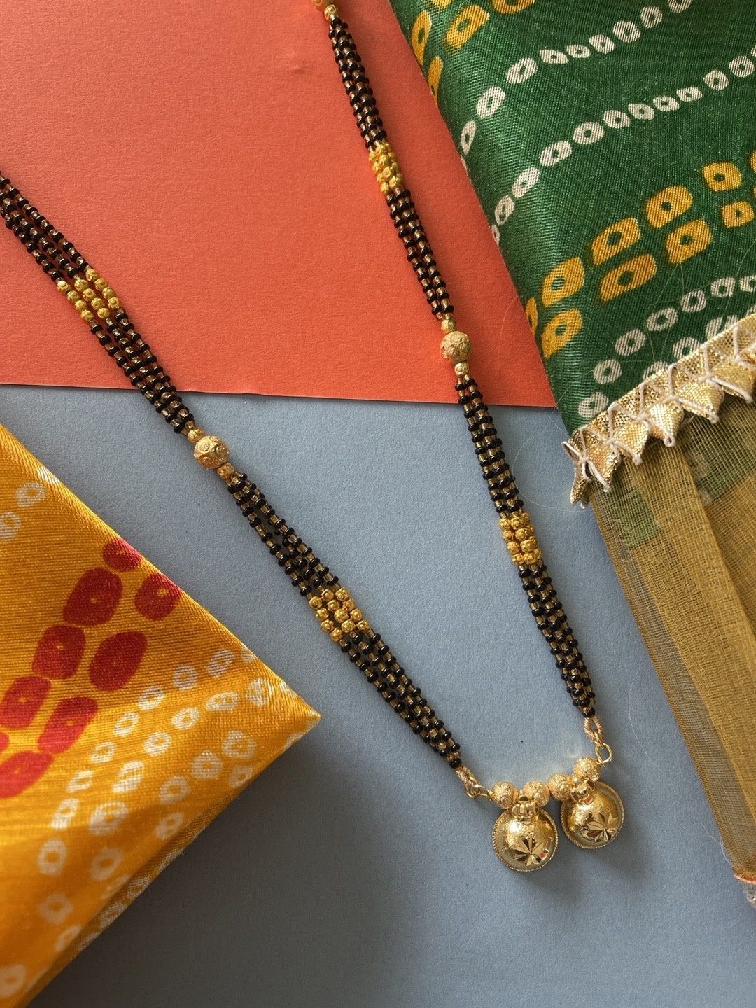 

Digital Dress Room Women Gold-Plated Black Beaded Mangalsutra