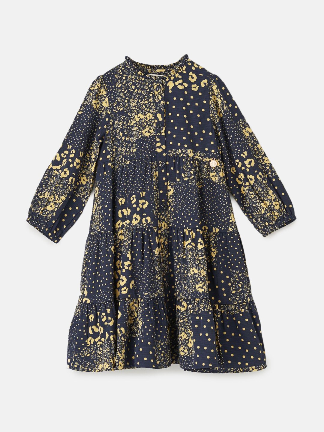 

Angel & Rocket Girls Navy Blue Floral Linen A-Line Dress