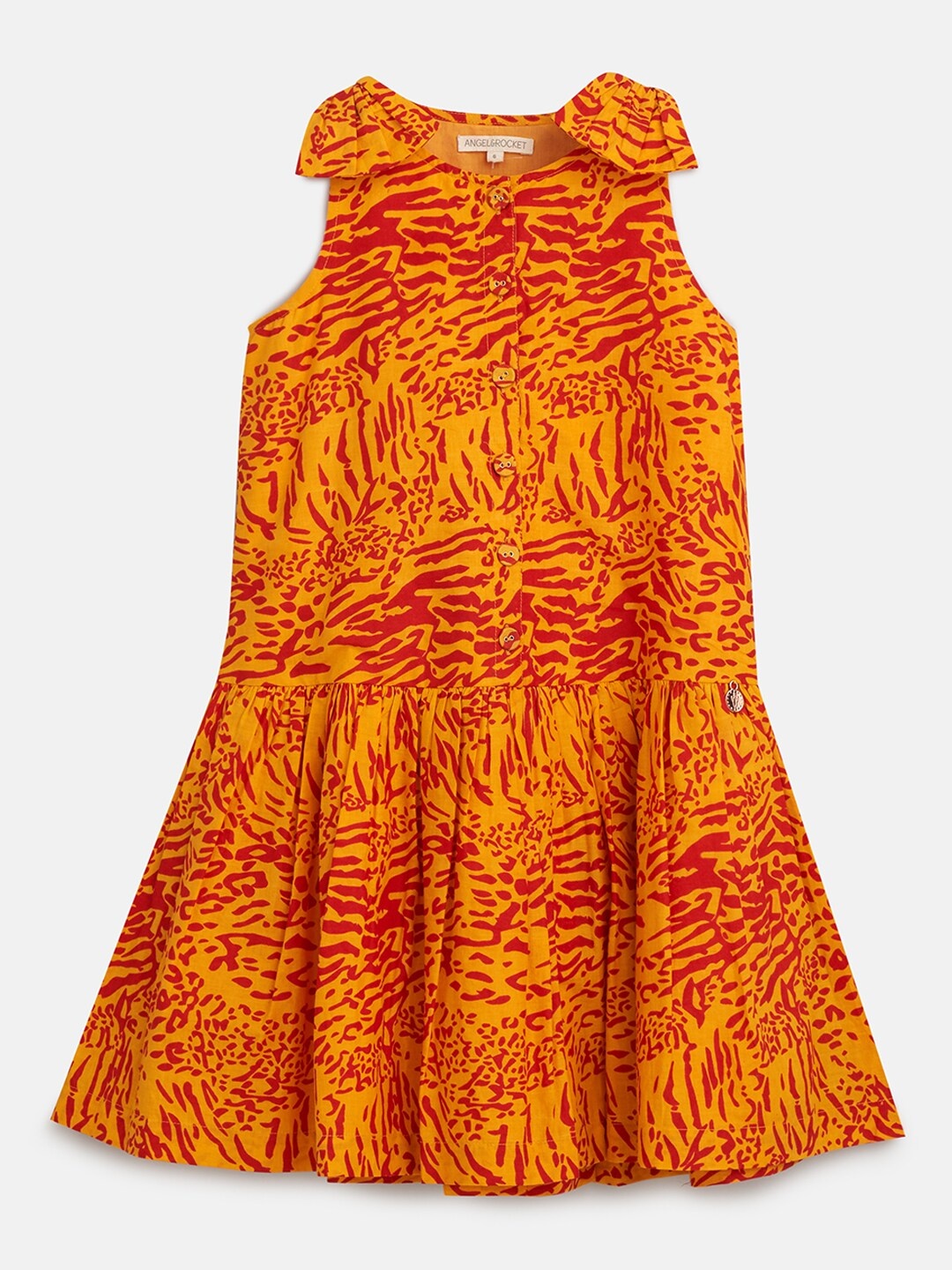 

Angel & Rocket Girls Orange Animal Cotton A-Line Dress