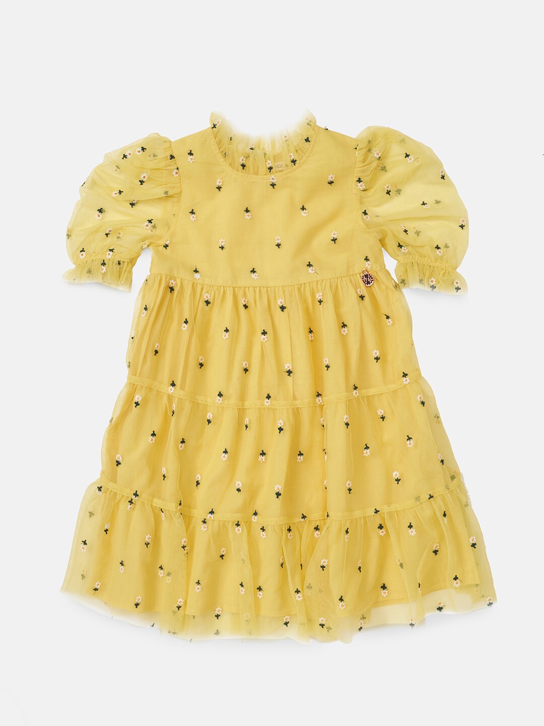 

Angel & Rocket Yellow & Black Floral A-Line Dress