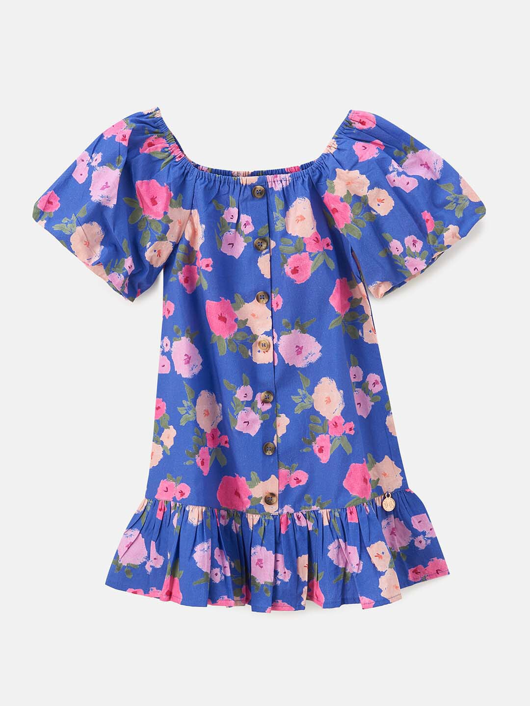 

Angel & Rocket Girls Blue Floral Printed Drop-Waist Dress