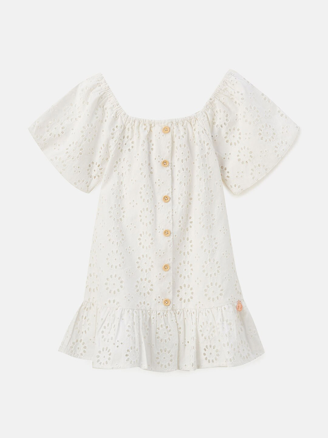

Angel & Rocket Girls White Self Design Drop-Waist Dress