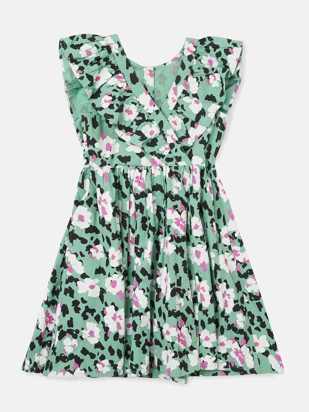 

Angel & Rocket Girl Green Floral A-Line Dress