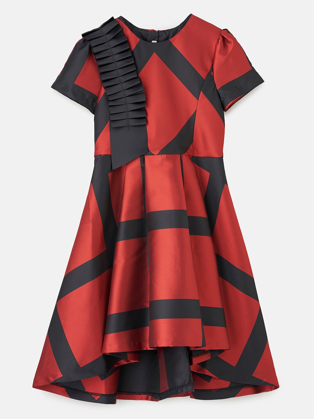 

Angel & Rocket Red & Black Checked Linen A-Line Midi Dress