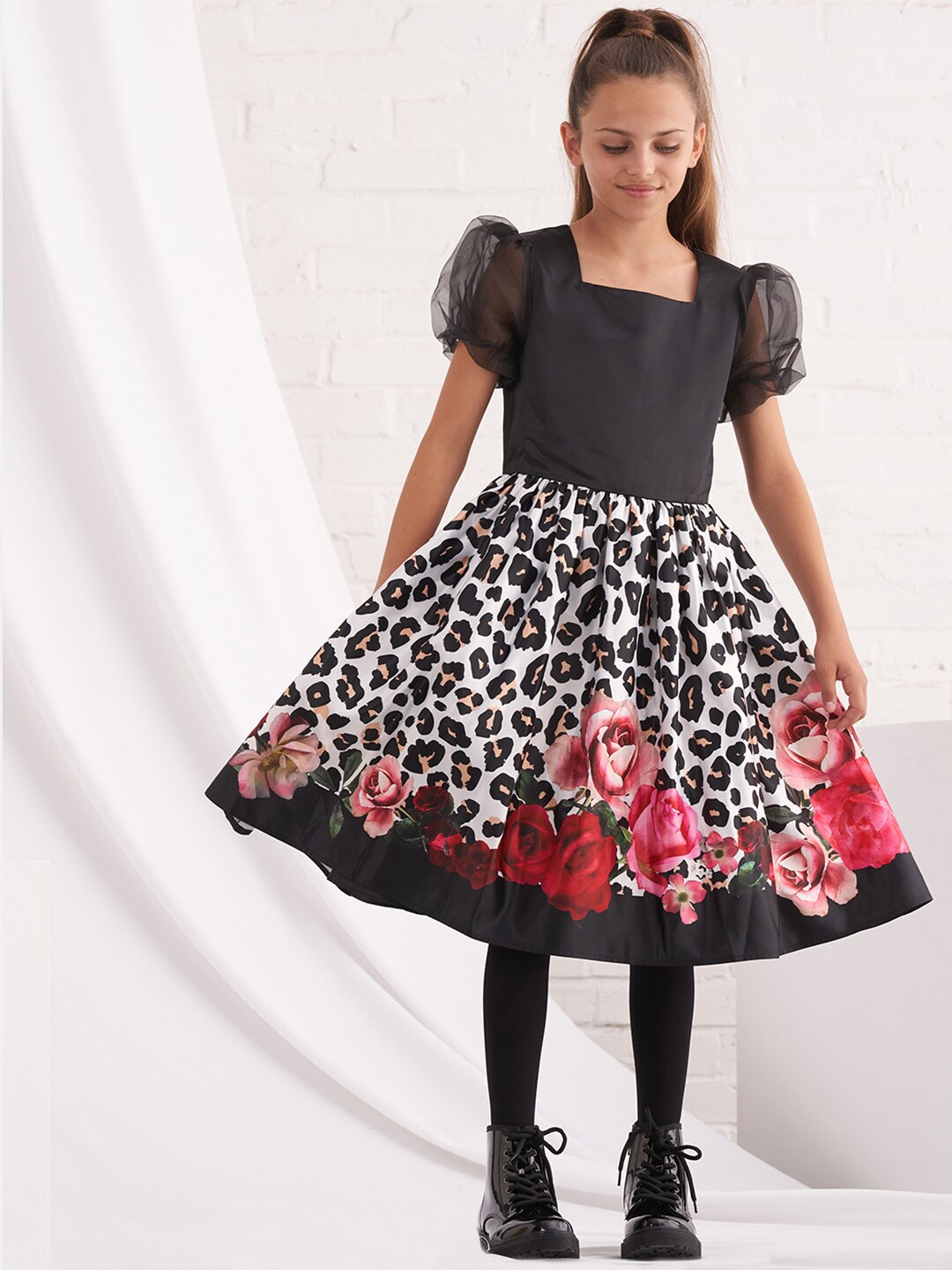 

Angel & Rocket Girls Black & Red Floral Dress