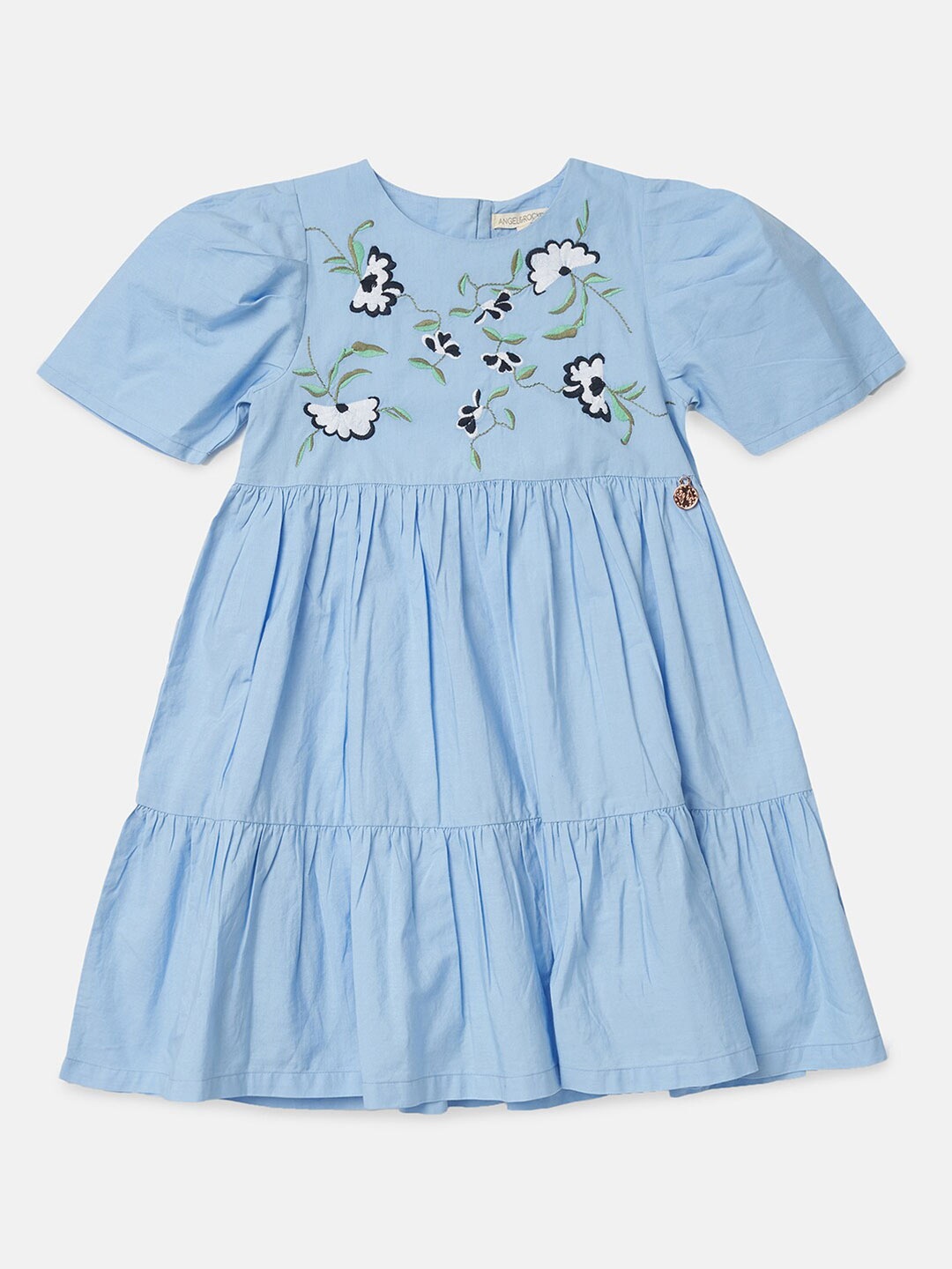 

Angel & Rocket Blue Floral Embroidered A-Line Dress