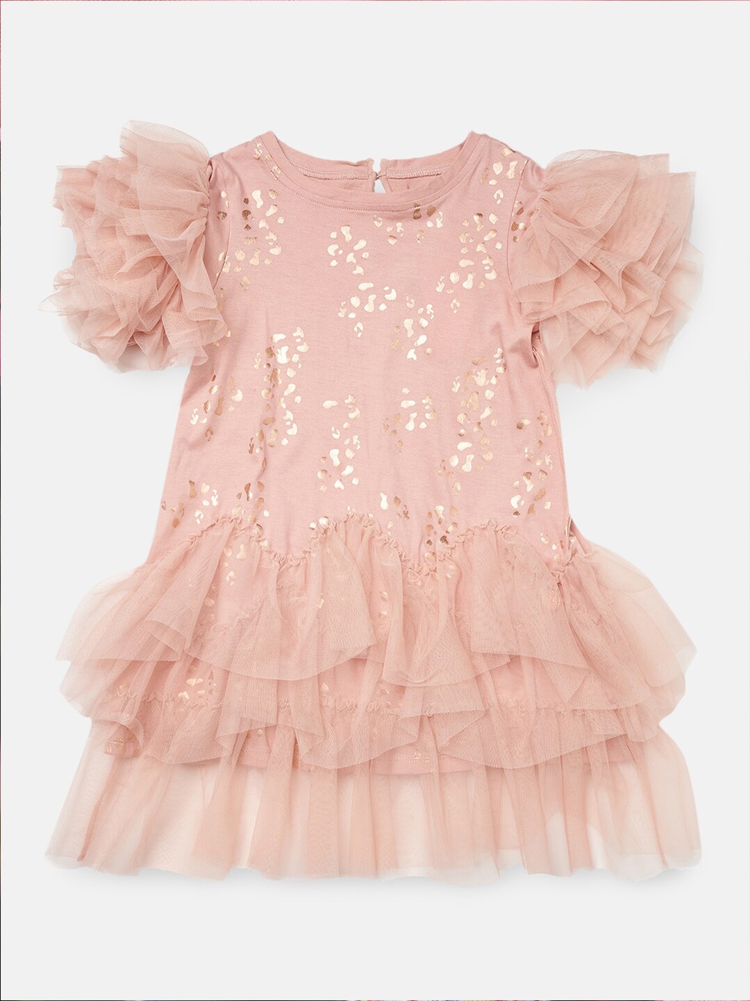 

Angel & Rocket Pink & Golden A-Line Dress