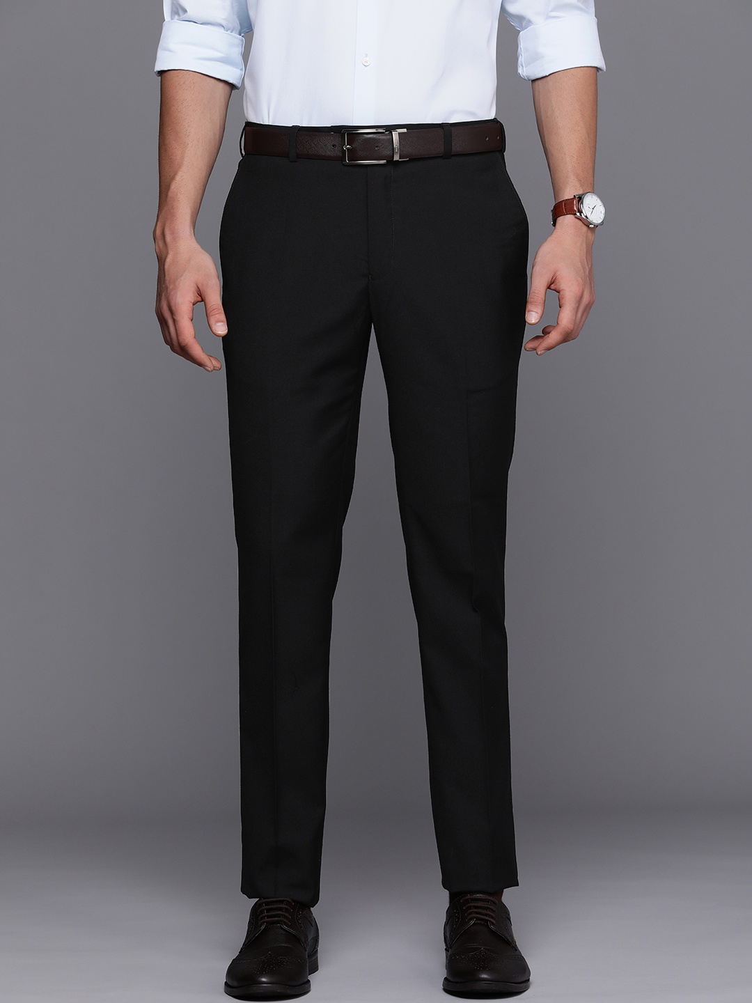 

Raymond Men Black Solid Slim Fit Formal Trousers