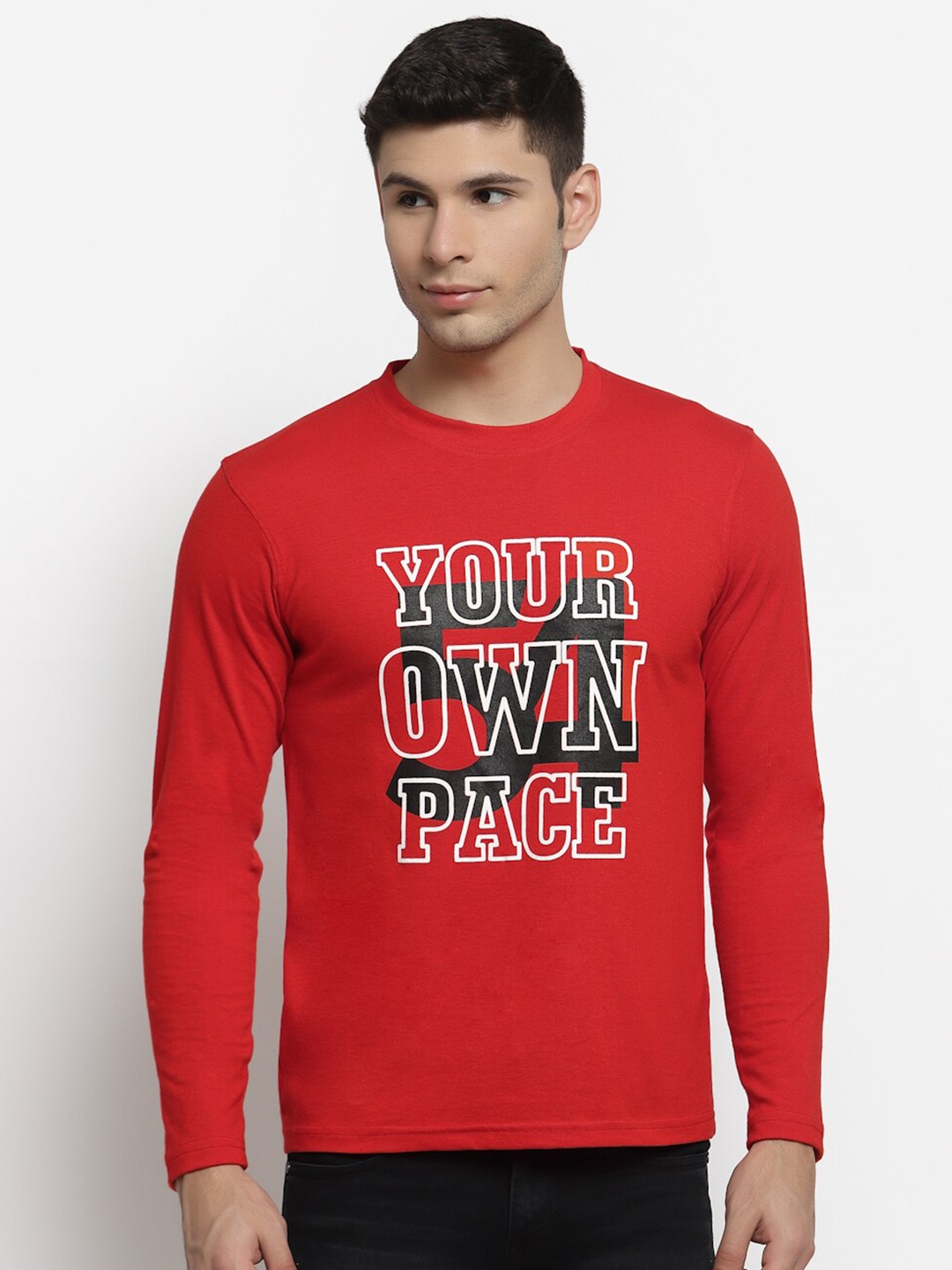 

Club York Men Red Typography Printed T-shirt