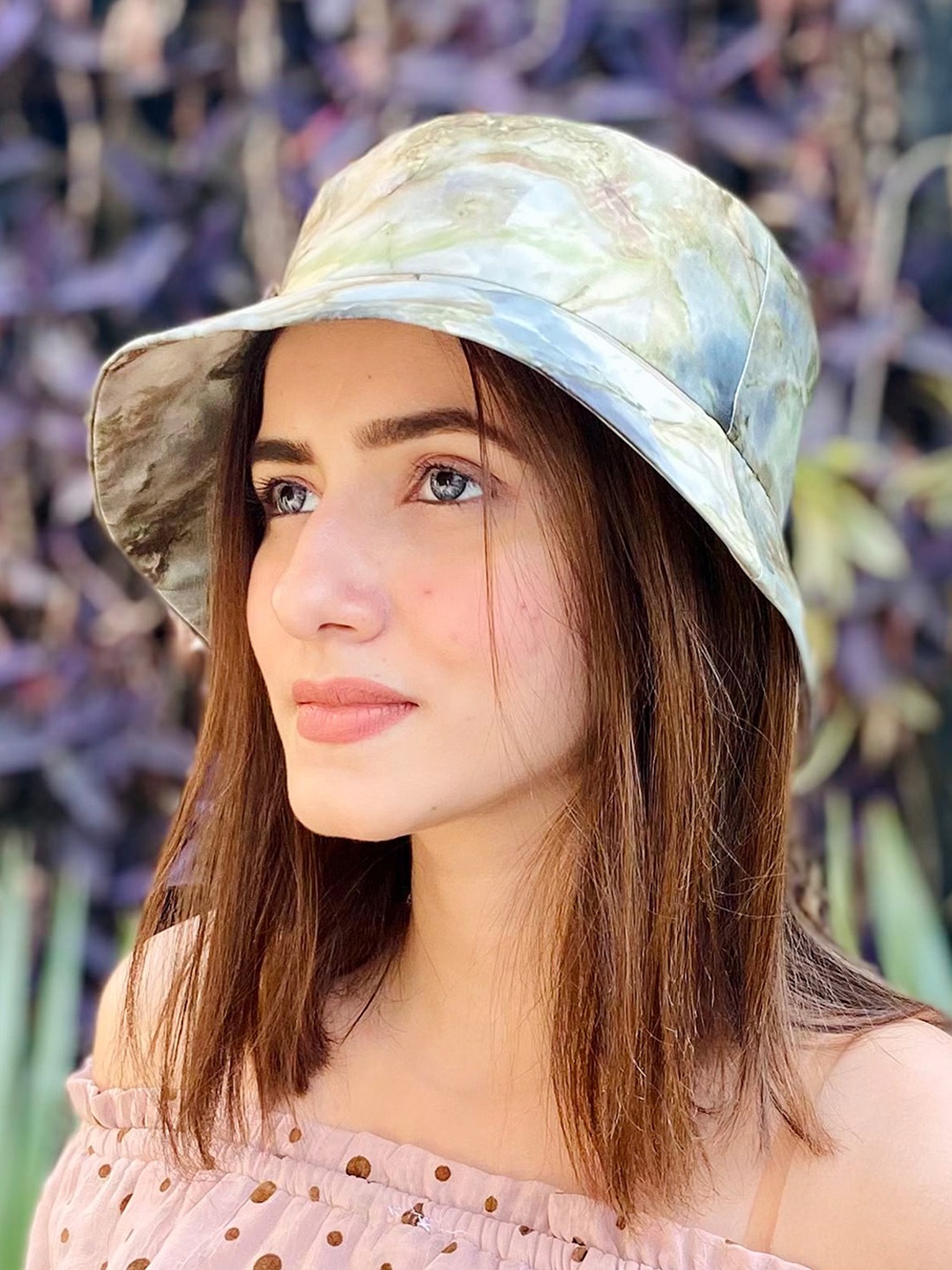 

HAIR DRAMA COMPANY Women Green Marbled Printed Bucket Hat