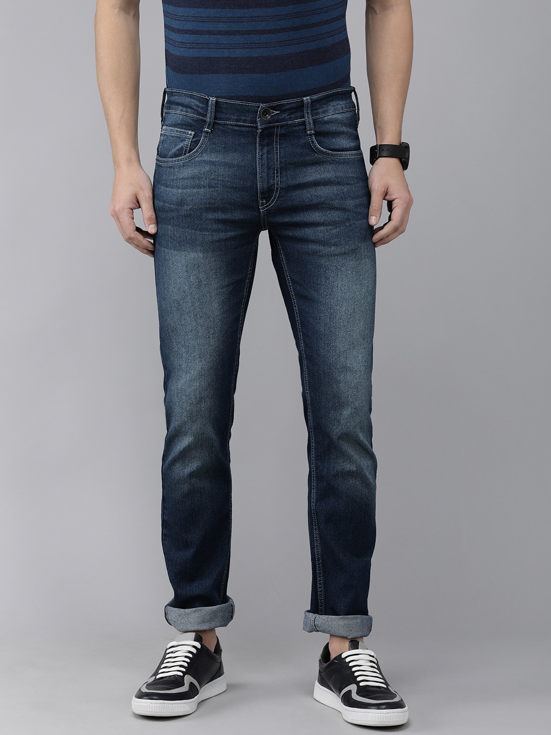 

Pepe Jeans Men Navy Blue Vapour Slim Fit Light Fade Stretchable Jeans