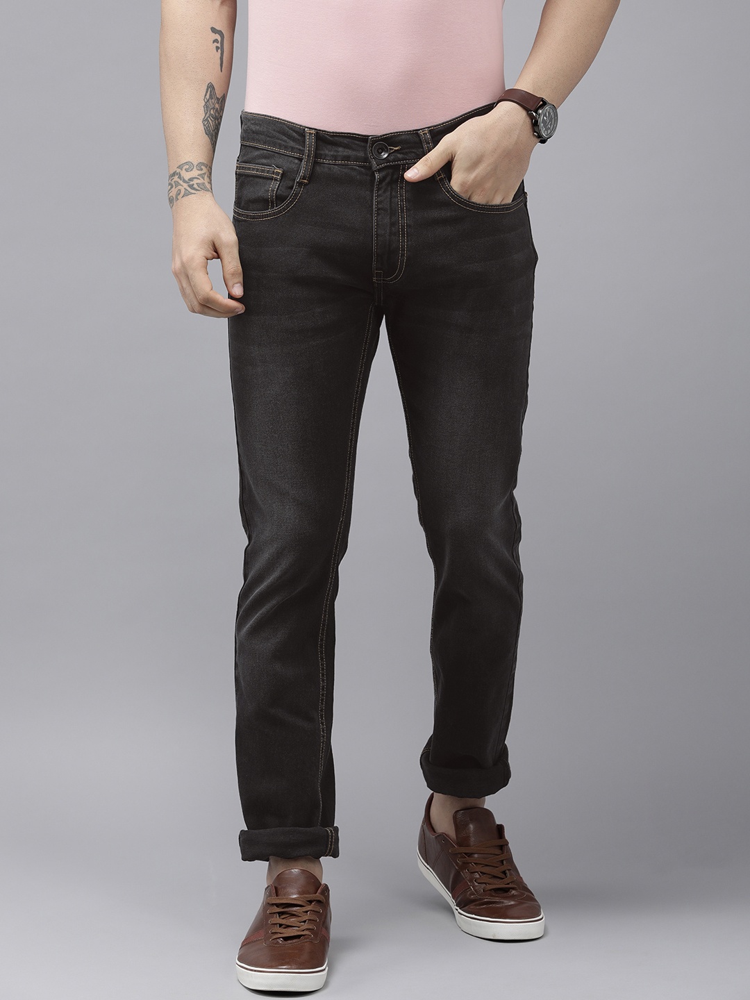 

Pepe Jeans Men Charcoal Grey Vapour Slim Fit Mid-Rise Stretchable Jeans