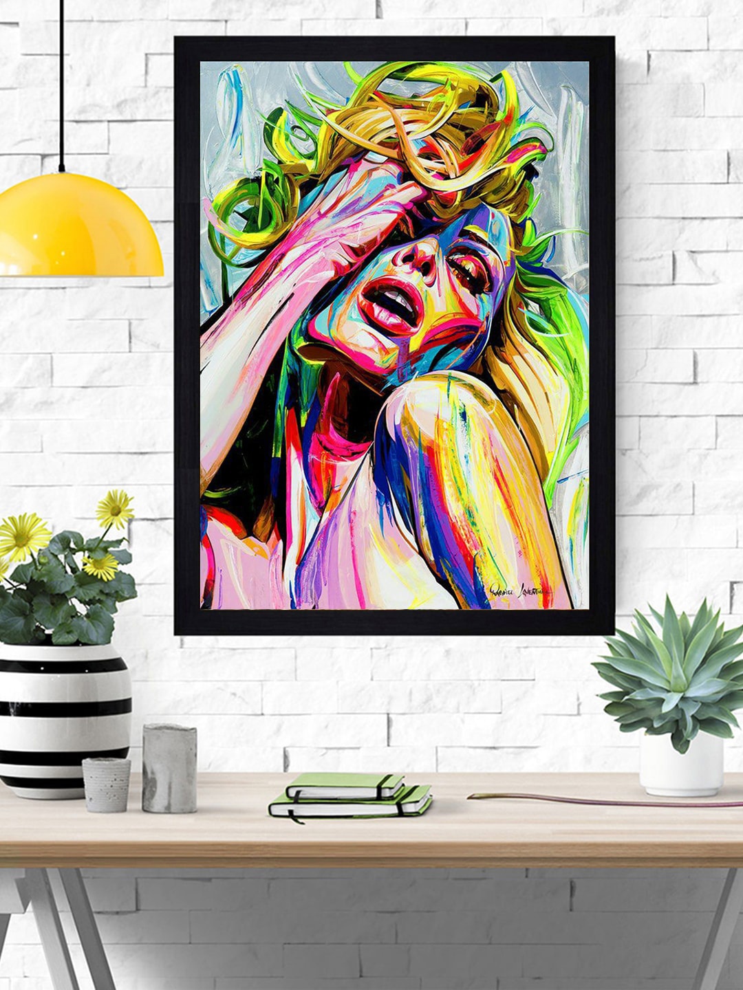 

Gallery99 Yellow & Pink Abstract Print Texture Paper Framed Wall Art, Multi