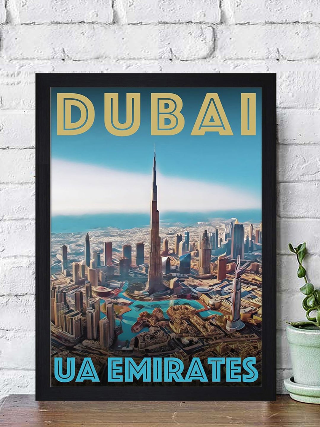 Gallery99 Multicoloured Dubai Ua Emirates Burj Khalifa Paper Framed Wall Art, Multi