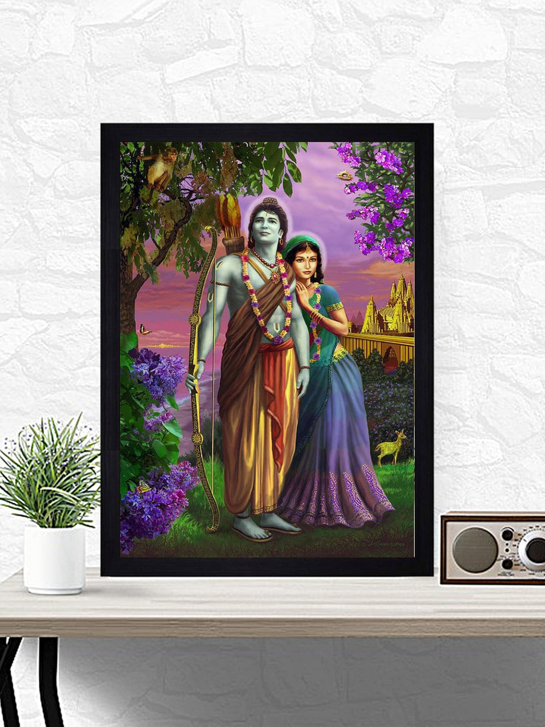 

Gallery99 Multicoloured Radha Krishna Paper Framed Wall Art, Multi