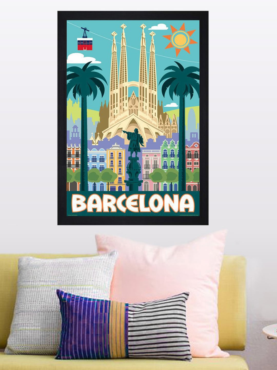 

Gallery99 Multicoloured Barcelona Paper Framed Wall Art, Multi