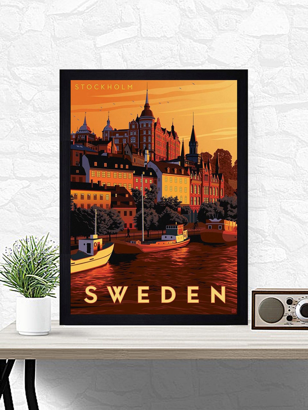 

Gallery99 Multicolored Sweden Art Print Framed Wall Art, Multi