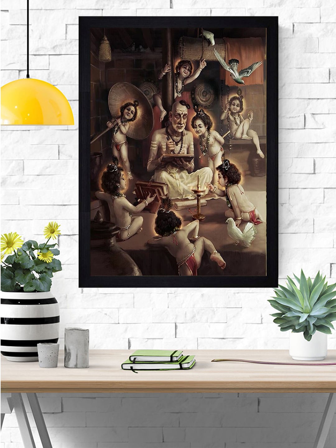 

Gallery99 Bal Krishna Circle Texture Paper Framed Wall Art, Brown