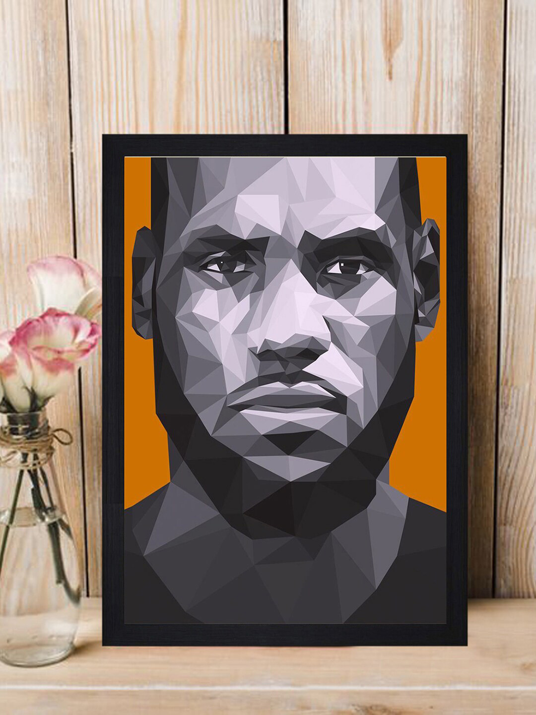 

Gallery99 Black & Orange Lebron James Texture Paper Framed Wall Art
