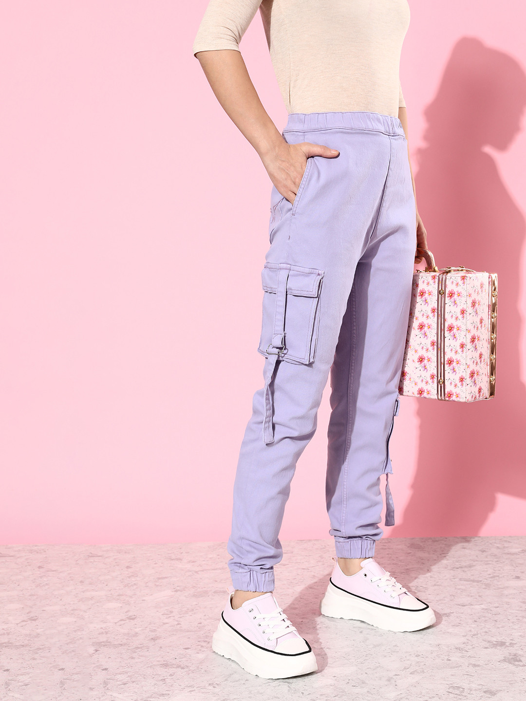 

The Roadster Lifestyle Co. Women Jogger High-Rise Stretchable Jeans, Lavender