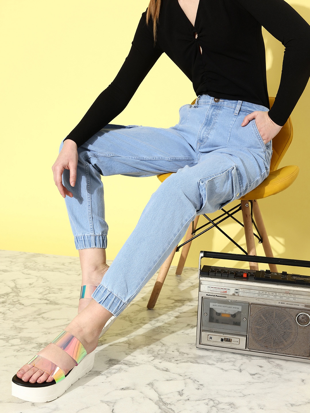 

The Roadster Life Co. Women Classy Blue Jogger College Cool Stretchable Utility Joggers