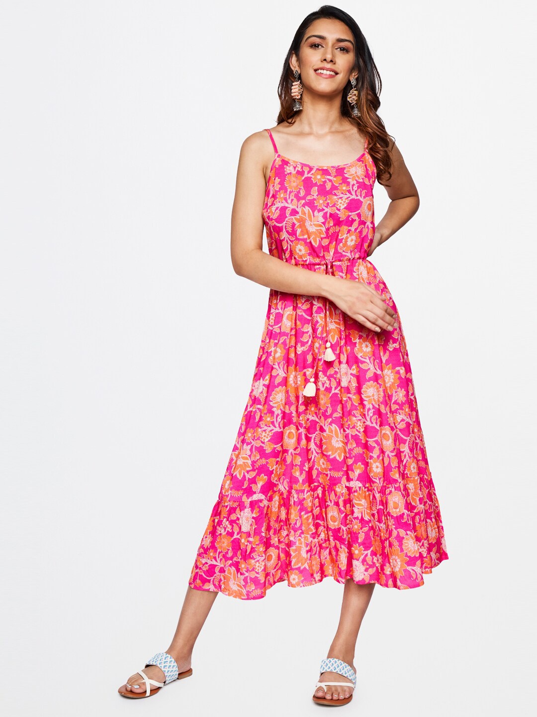 

itse Women Pink Floral Printed Midi Dress