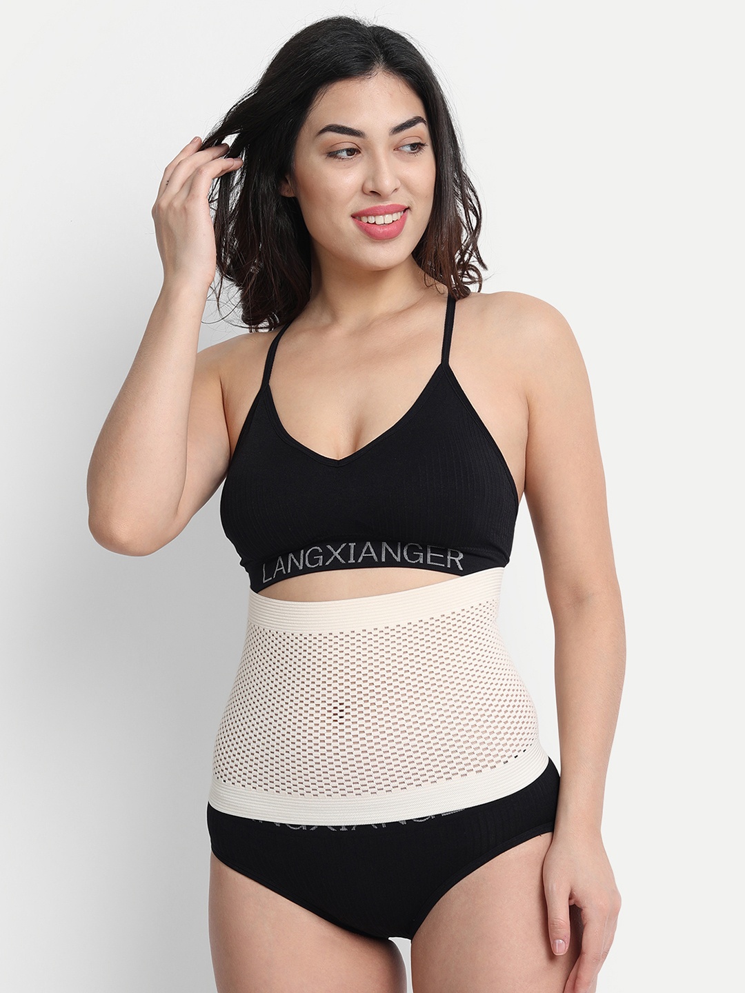 

DEALSEVEN FASHION Women Beige Textured Tummy Shapewear