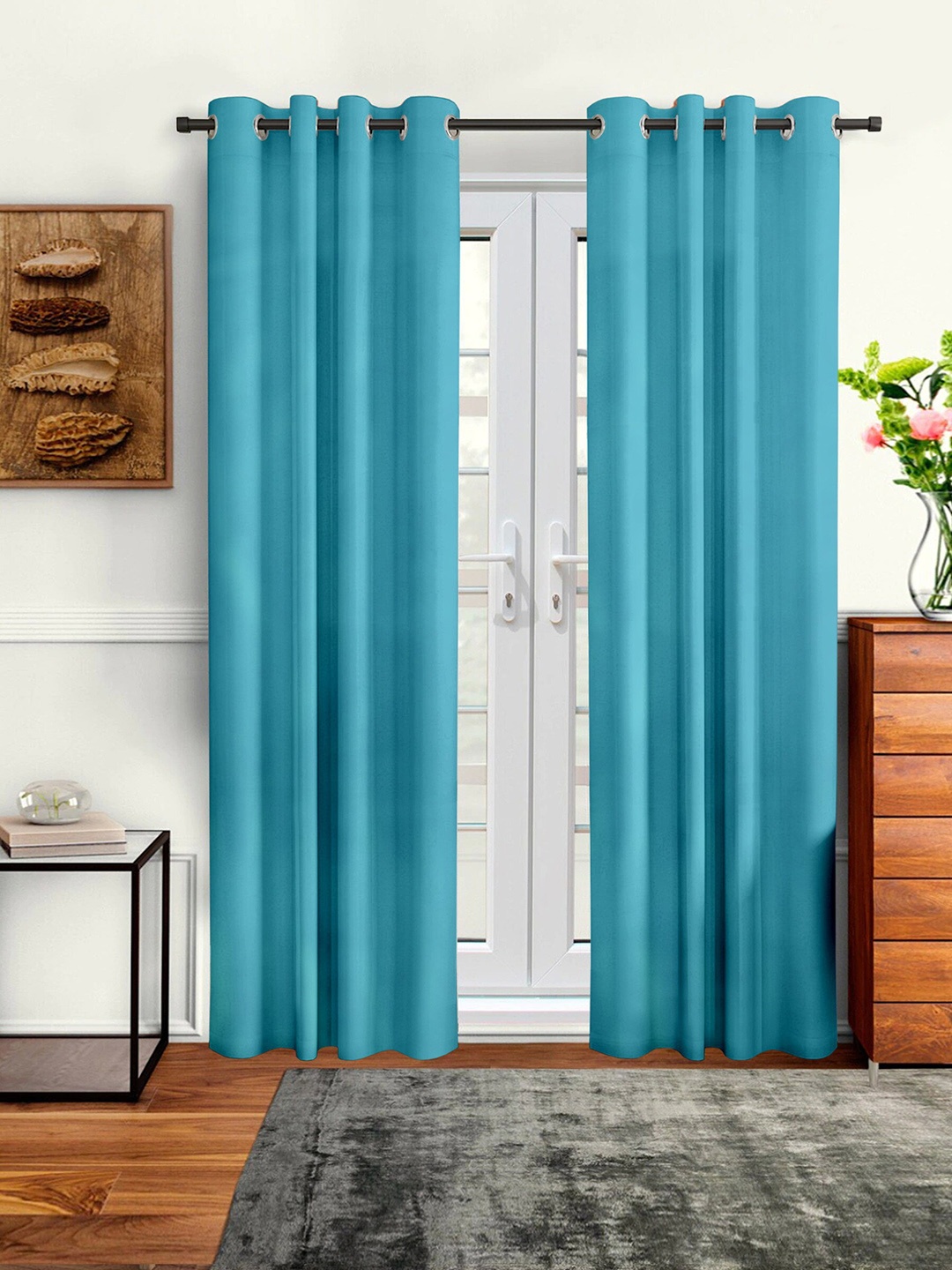 Cortina Blue Set of 2 Long Door Curtains