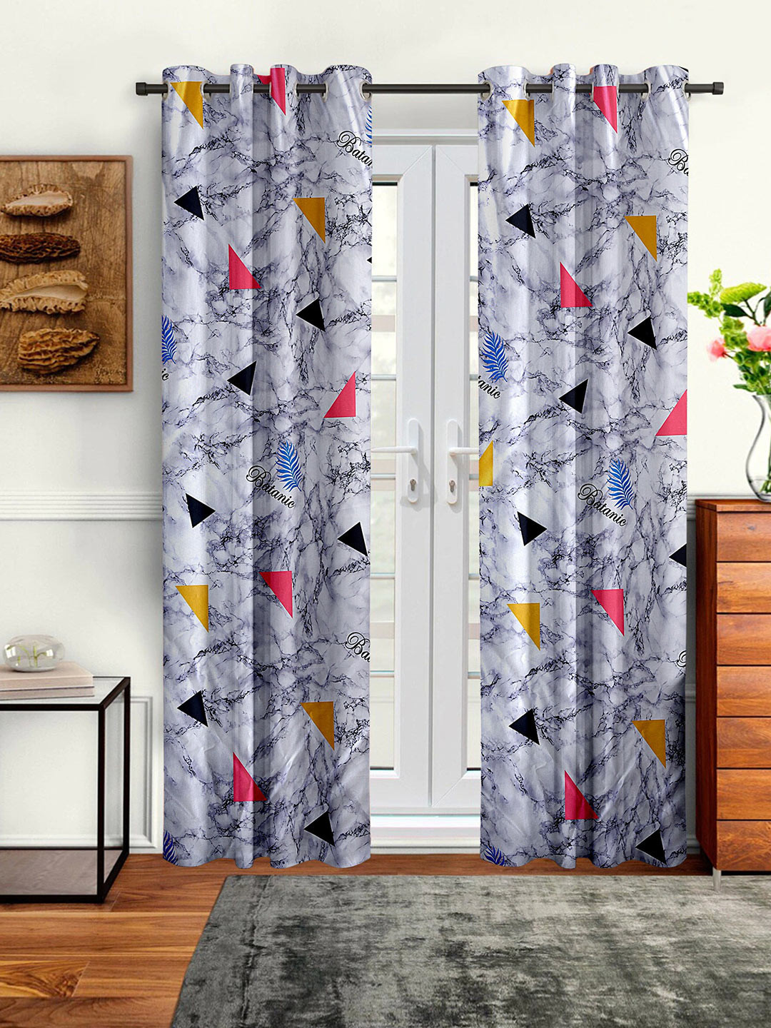 

Cortina Grey & Black Set of 2 Printed Long Door Curtains